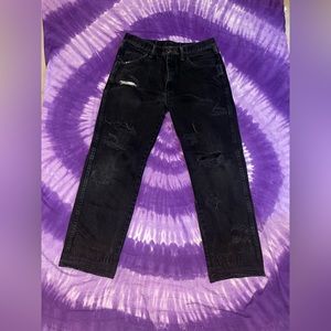 Black distressed ripped pants